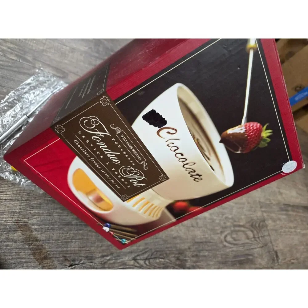 Williams Sonoma Porcelain Candle Heat Fondue Pot Chocolate Holiday Party Events